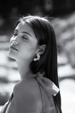 Crescent Sun Earrings In Silver