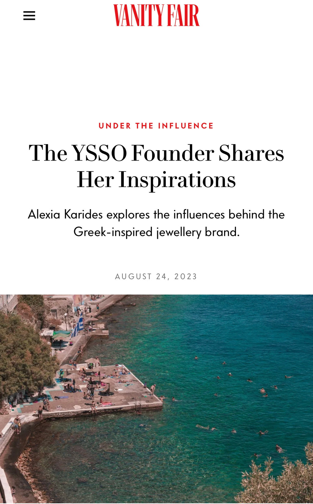 VANITY FAIR: The YSSO Founder Shares Her Inspirations