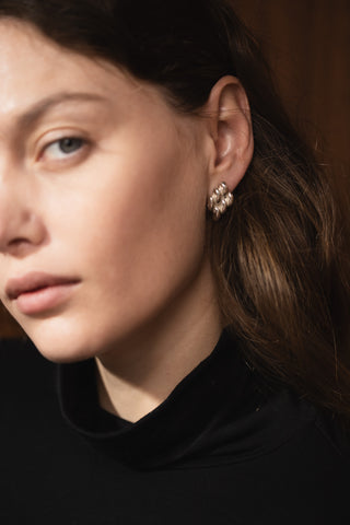 Mini Chain Link Earrings In Sterling Silver