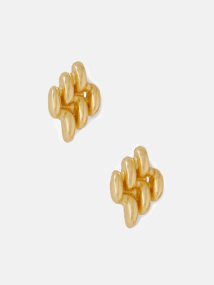 YSSO Mini Chain Link Gold Stud Earrings
