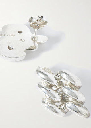 Mini Chain Link Earrings In Silver