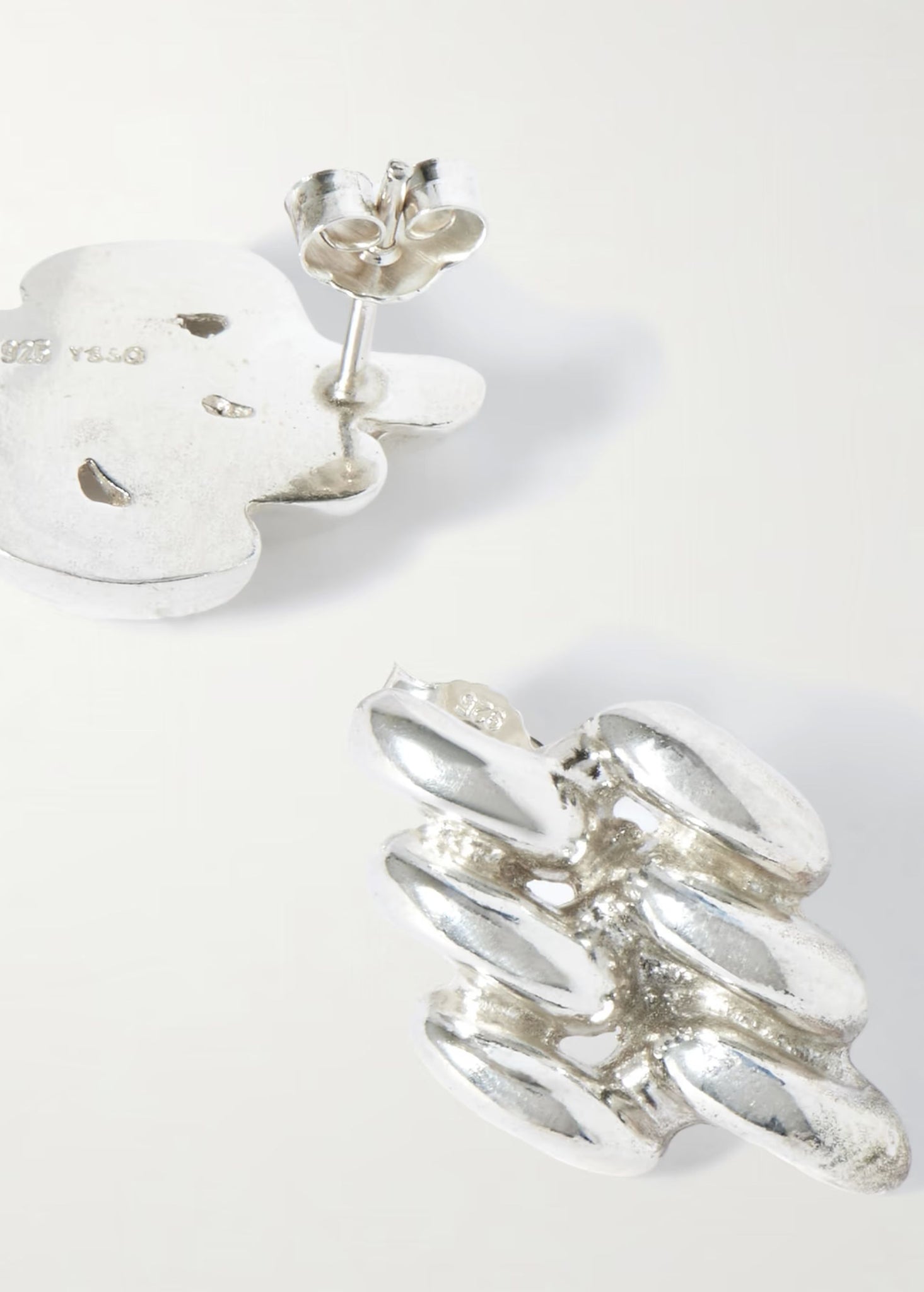 Mini Chain Link Earrings In Silver