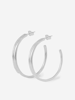 Queen Midi Hoops in Silver