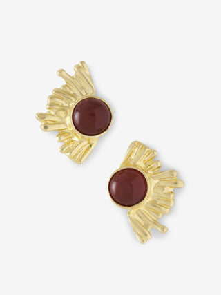 Red Carnelian Crescent Sun Earrings