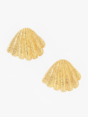 YSSO Whisper of the Wind Gold Statement Shell Earrings